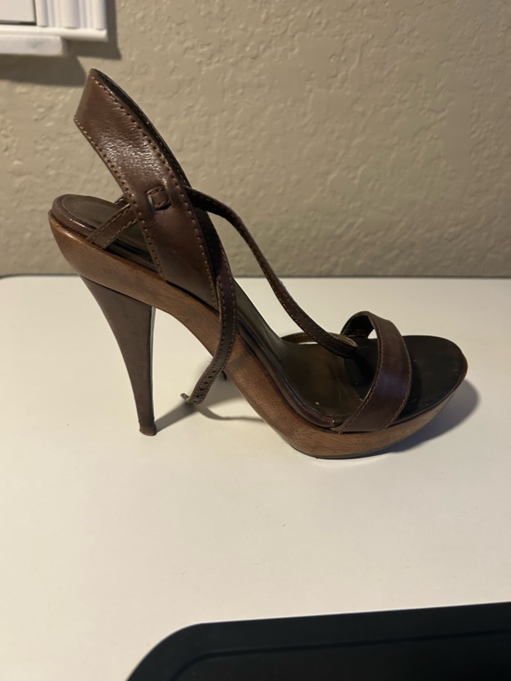 Aldo Brown Leather High Heel Sandals - Strappy Platform - Picture 2 of 5